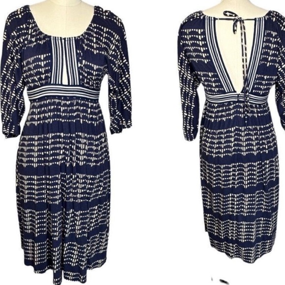 Anthropologie Plenty by Tracy Reese Blue and White Midi Dress | Size S - Picture 10 of 10